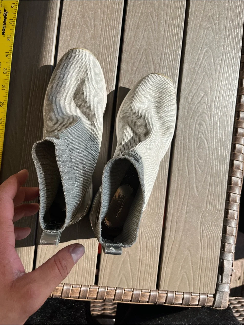 Michael Kors Gray Knit Slip-On Ankle Boots